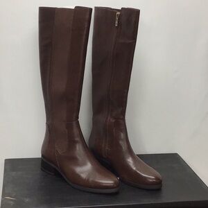 H by Halston Women’s Naomi Brown Leather Tall Riding Boots Size 8.5W NWT